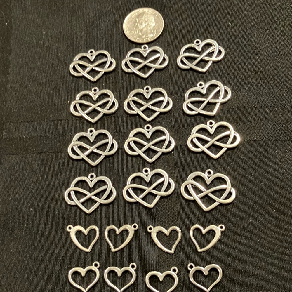 Silver Heart Charms